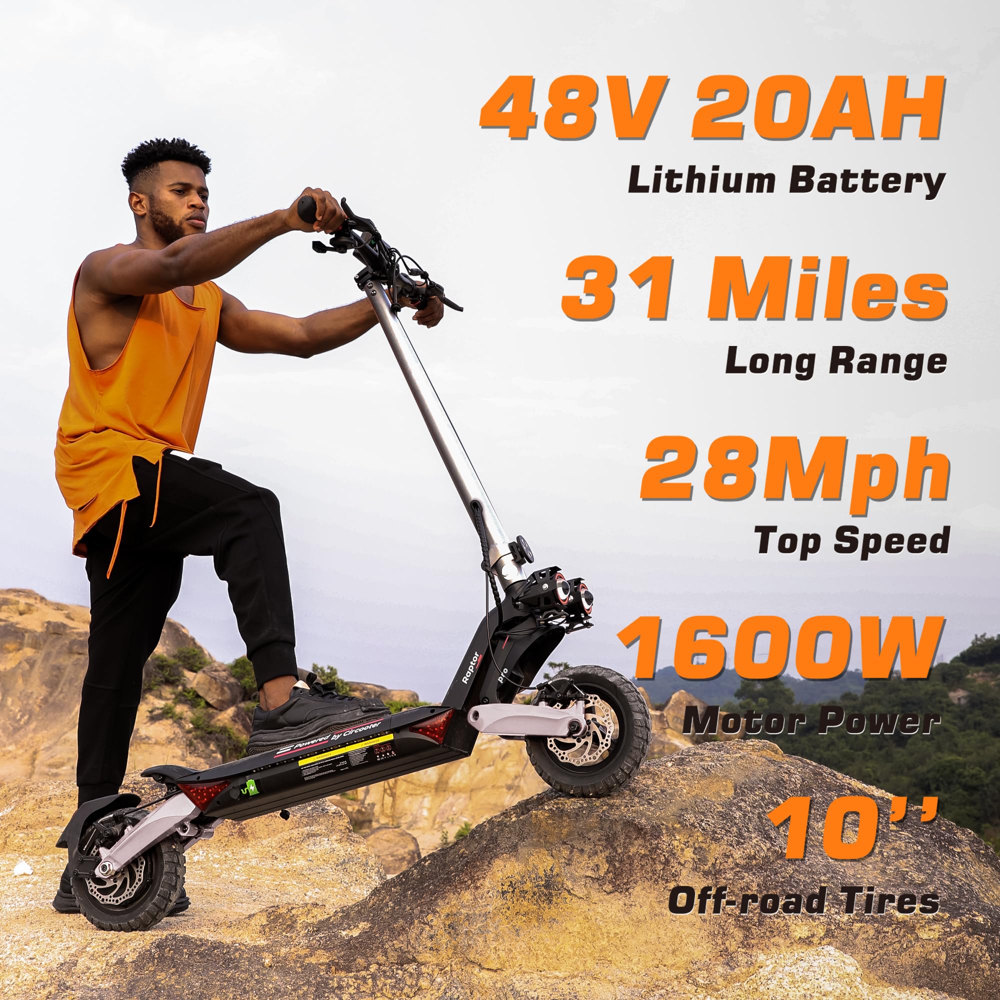 [1600W Dual Motor] CIRCOOTER Raptor Pro Off-Road  E-Scooter